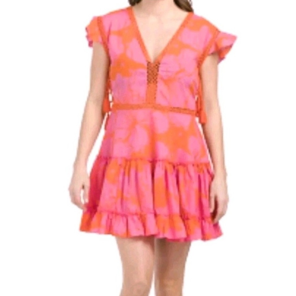 Z & L Europe Made With Love Pink Orange Beach Cover Up Dress